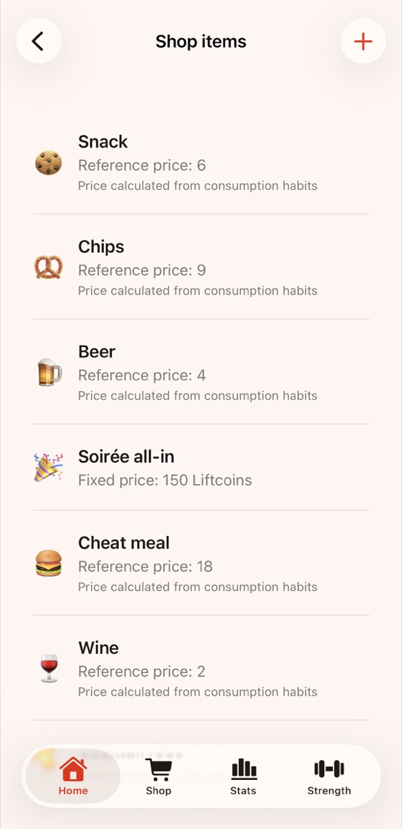 Liftward shop management with reference prices